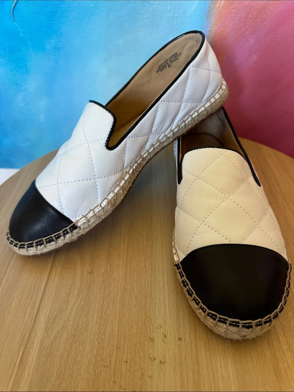 TALBOTS quilted cap-toe espadrille flats, the classic Chanel-style Size 8M NWOT